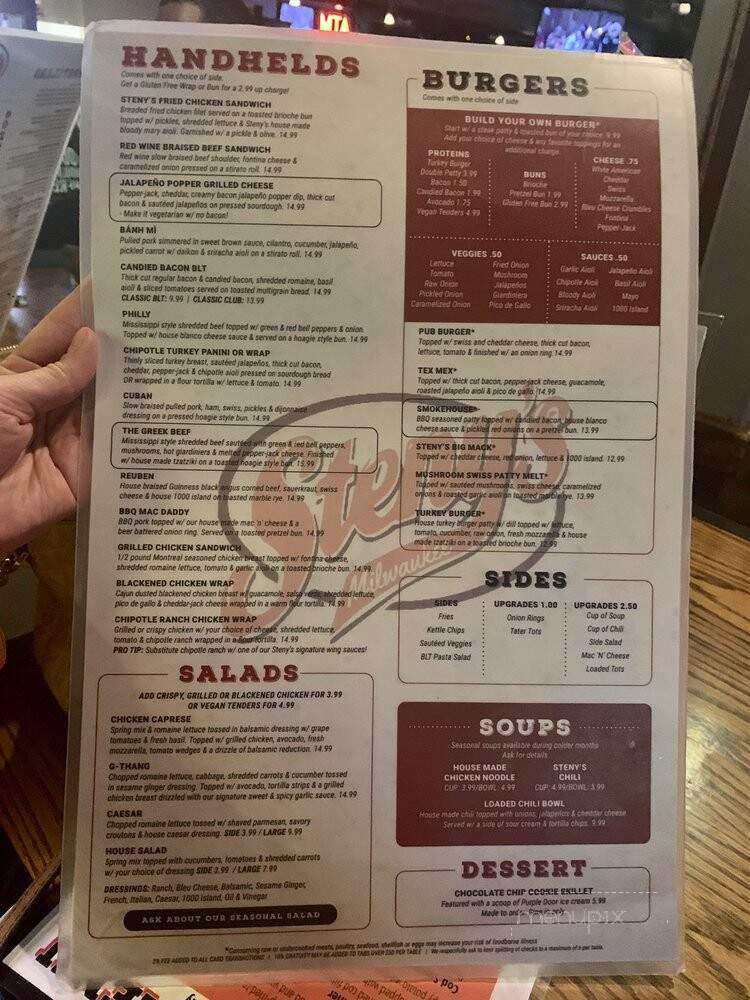 Steny's Tavern Grill - Milwaukee, WI menu_pic
