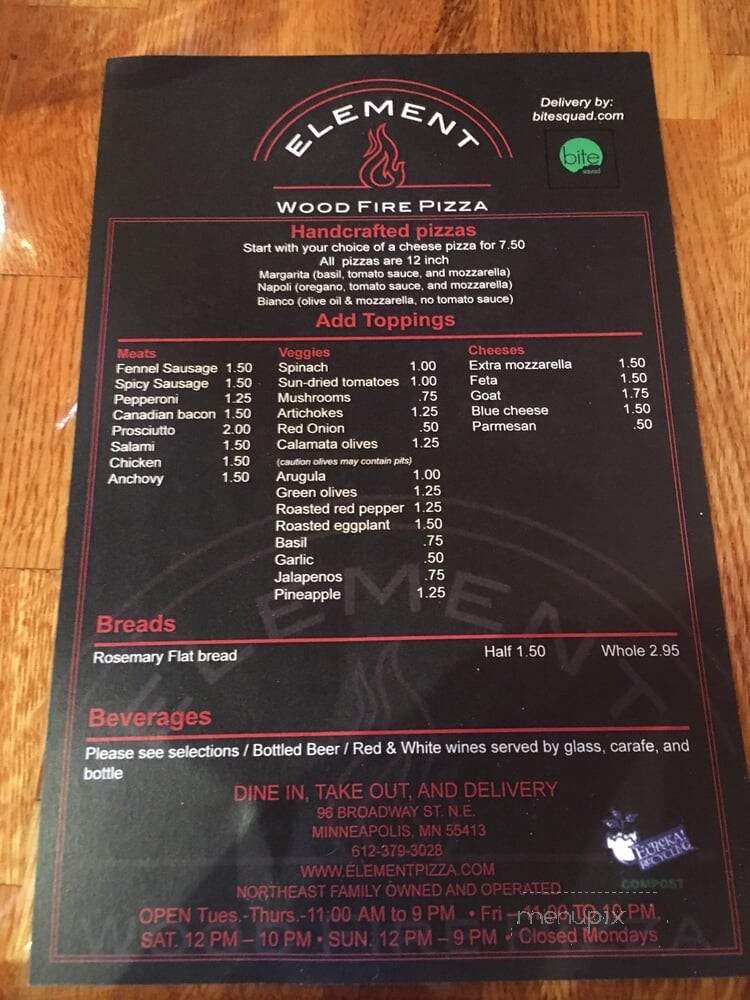 Element Pizza - Minneapolis, MN menu_pic