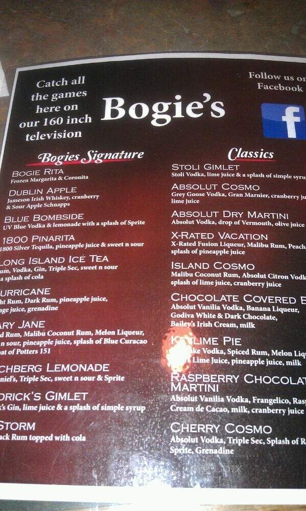 Bogies Pub Grill - Missouri City, TX menu_pic