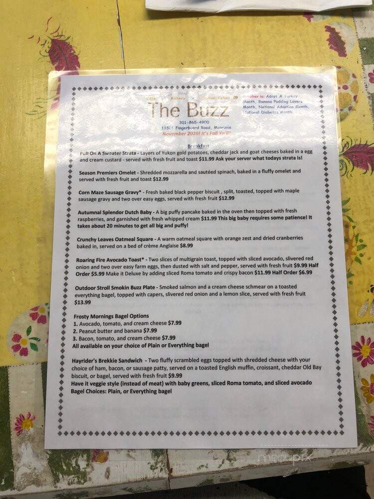 The Buzz - Monrovia, MD menu_pic