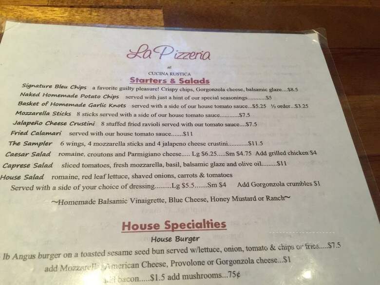 La Pizzeria at Cucina Rustica - Morganton, GA menu_pic
