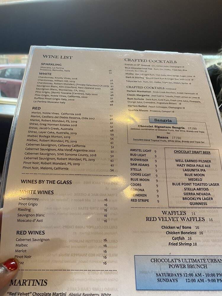 Chocolat Restaurant and Lounge - New York, NY menu_pic