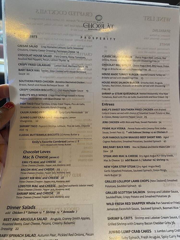 Chocolat Restaurant and Lounge - New York, NY menu_pic