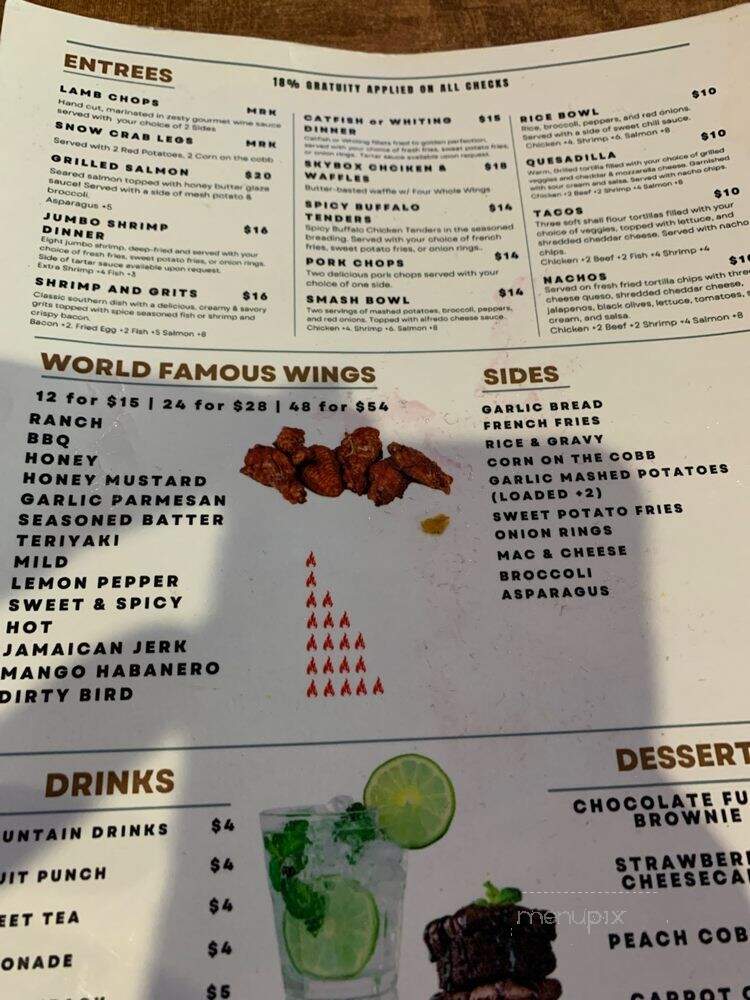 Skyboxx Sport Bar Redtaurant - Morrow, GA menu_pic