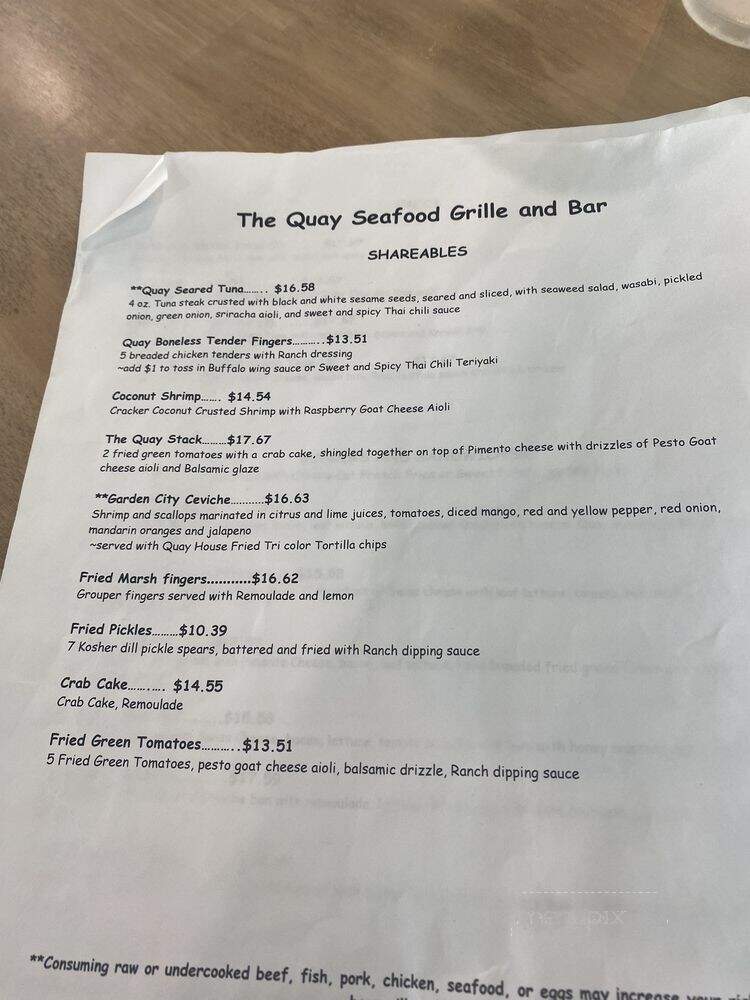 Marlin quay - Murrells Inlet, SC menu_pic