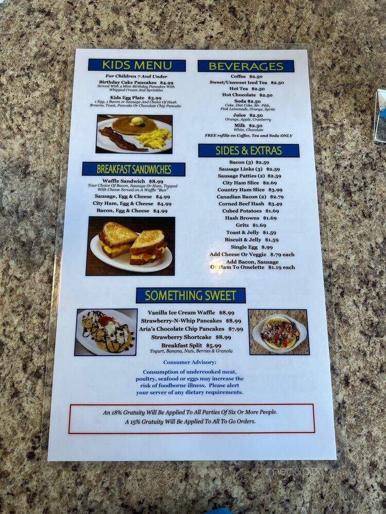 Paradise Pancake Omelet House - Myrtle Beach, SC menu_pic