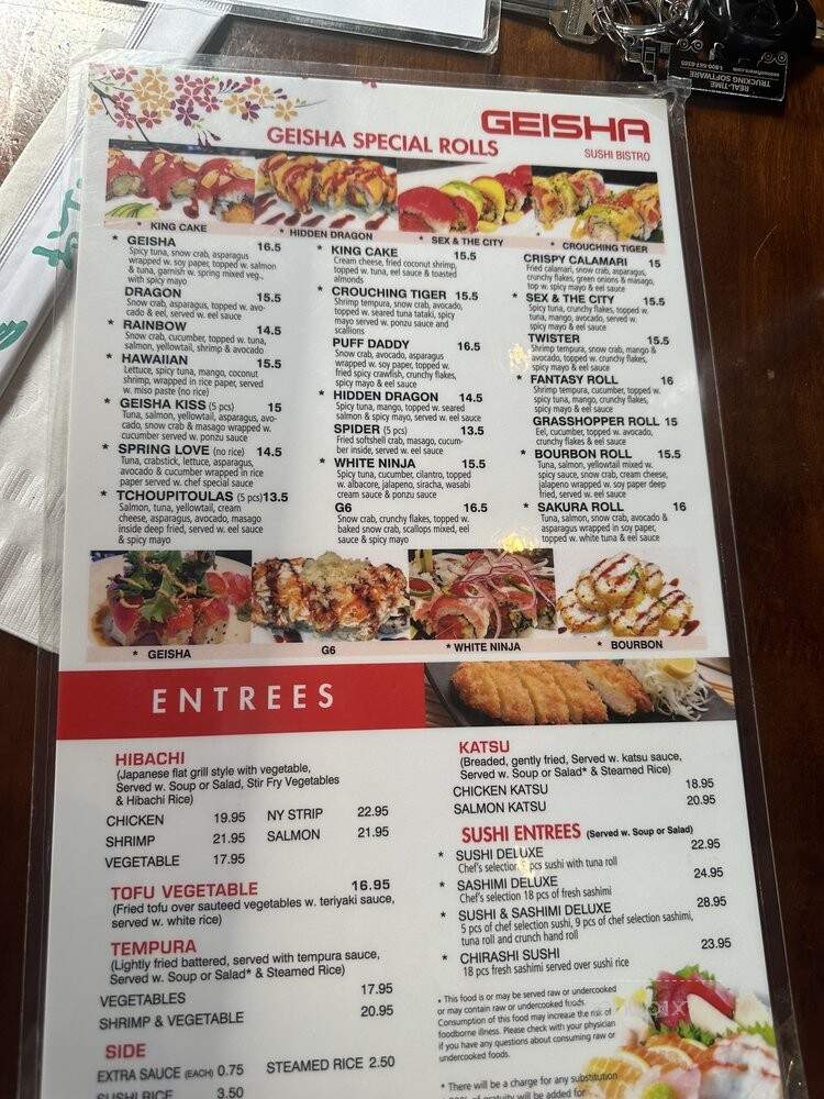 Geisha Sushi Bistro - New Orleans, LA menu_pic