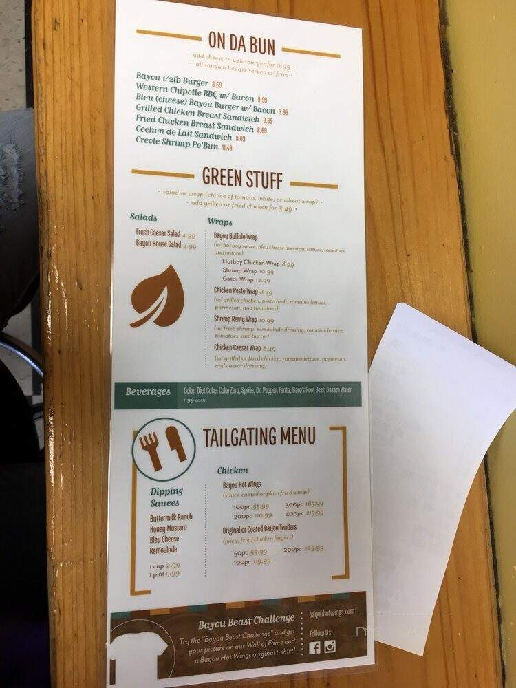 Bayou Hot Wings - New Orleans, LA menu_pic