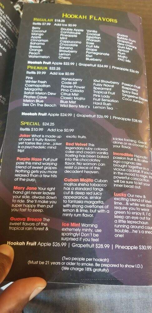 Hookah Cafe - New Orleans, LA menu_pic