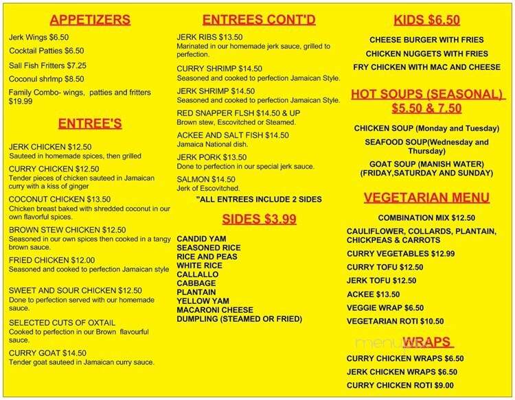 Jamaican Choice Caribbean Restaurant - New Paltz, NY menu_pic