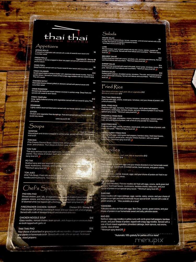 Thai Thai Asian Bistro - Norman, OK menu_pic