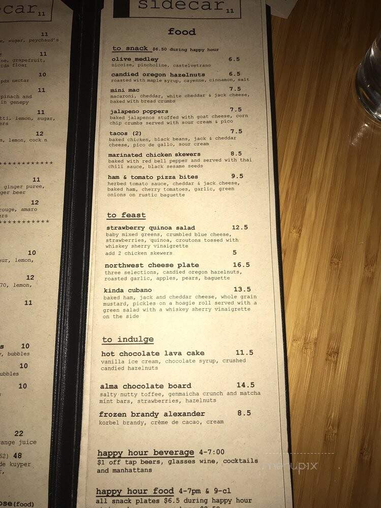 Sidecar 11 - Portland, OR menu_pic