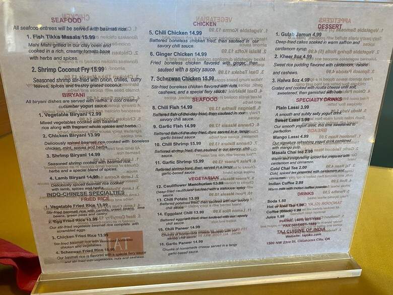 Taj Cuisine of India - Oklahoma City, OK menu_pic