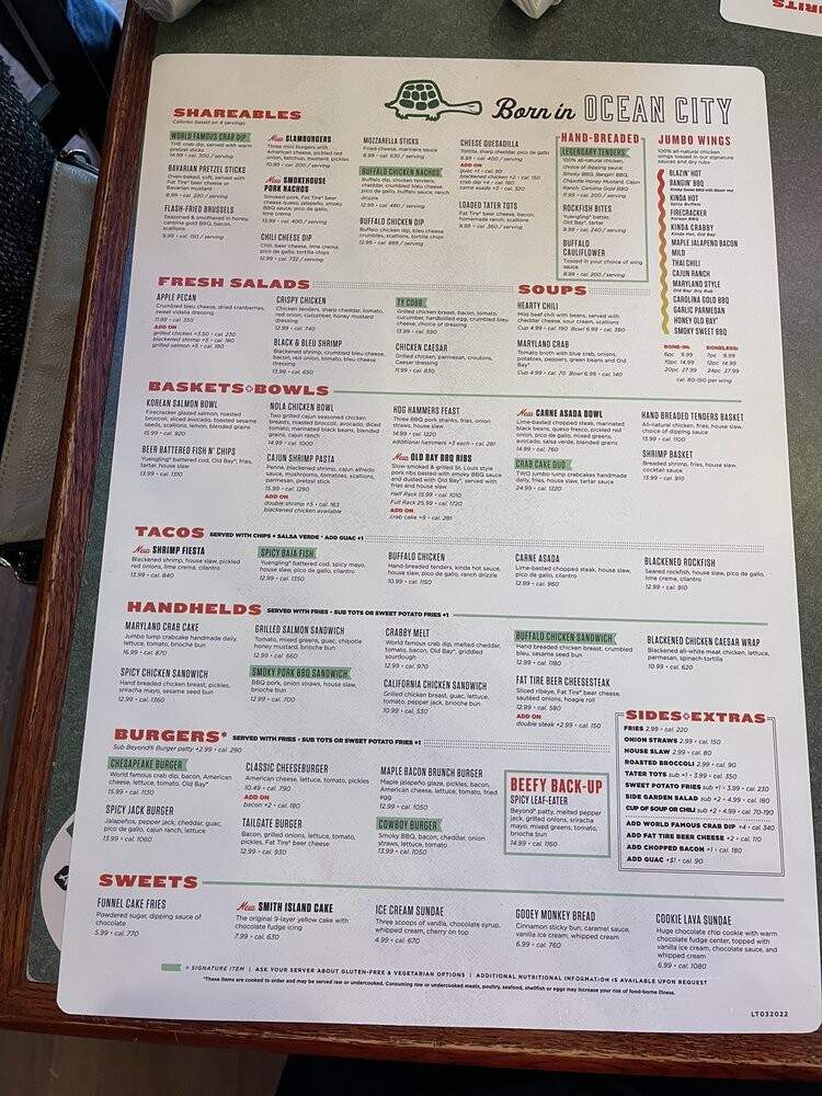The Greene Turtle - Olney, MD menu_pic