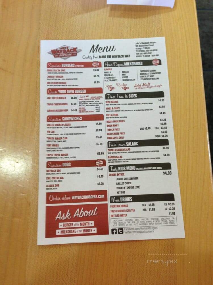 Jake's Wayback Burgers - Orange, CT menu_pic