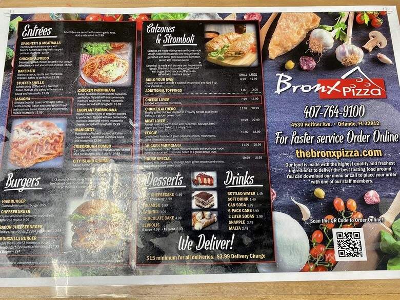 The Bronx Pizza - Orlando, FL menu_pic