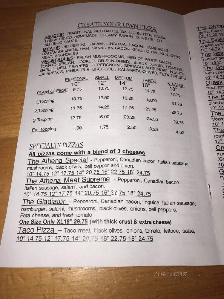 Pizza Athena - Palmer, AK menu_pic