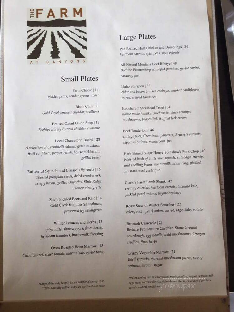 The Farm - Park City, UT menu_pic