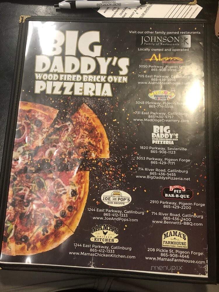 Big Daddy's Pizzeria - Pigeon Forge, TN menu_pic