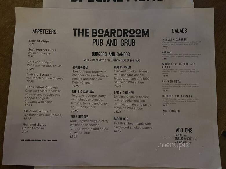 The Boardroom Pub - Pismo Beach, CA menu_pic