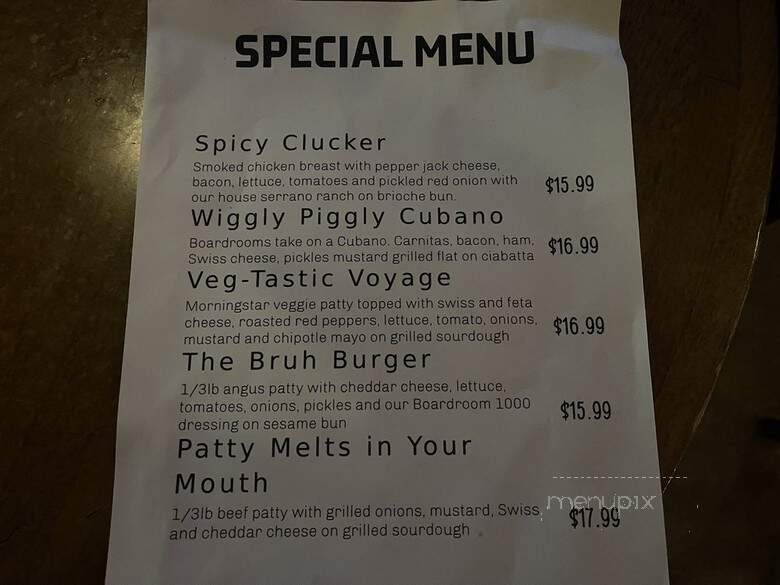 The Boardroom Pub - Pismo Beach, CA menu_pic