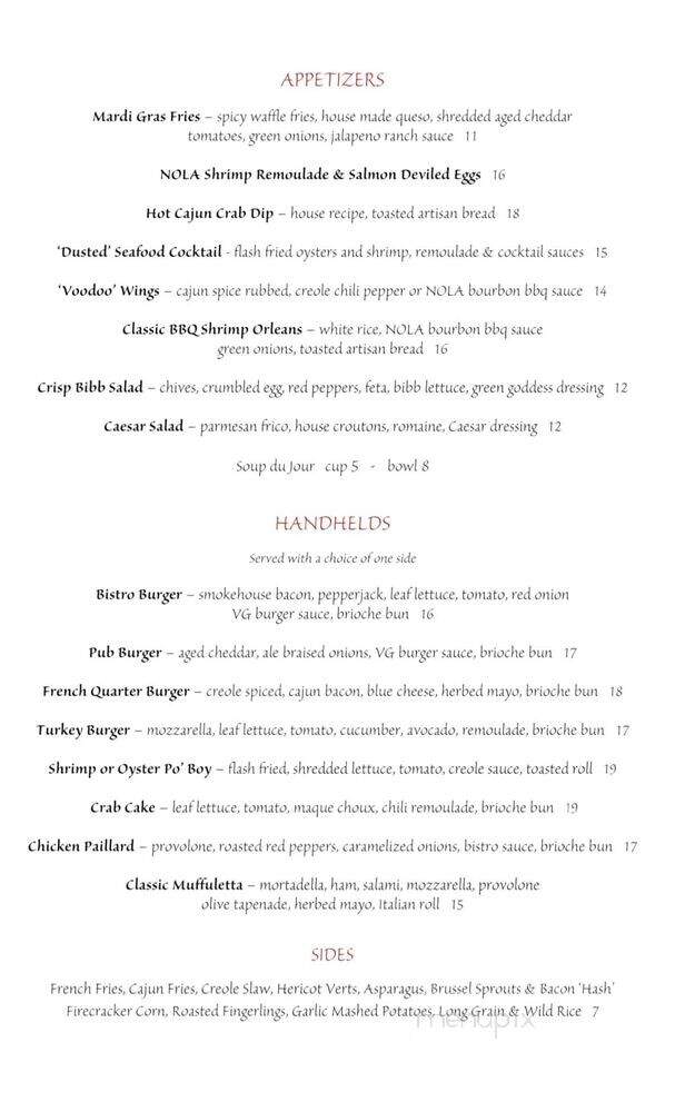 The Village Grill - Raleigh, NC menu_pic