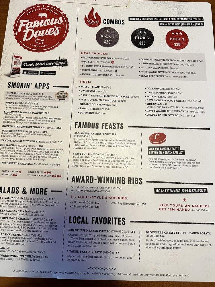 Famous Dave's Barbecue - Reno, NV menu_pic