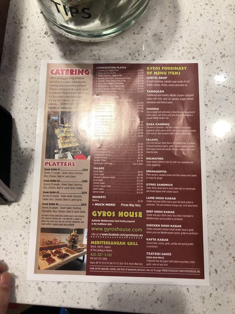 Gyros House Mediterranean - Renton, WA menu_pic