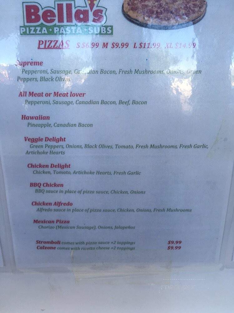 Bella's Pizza - Riverside, CA menu_pic