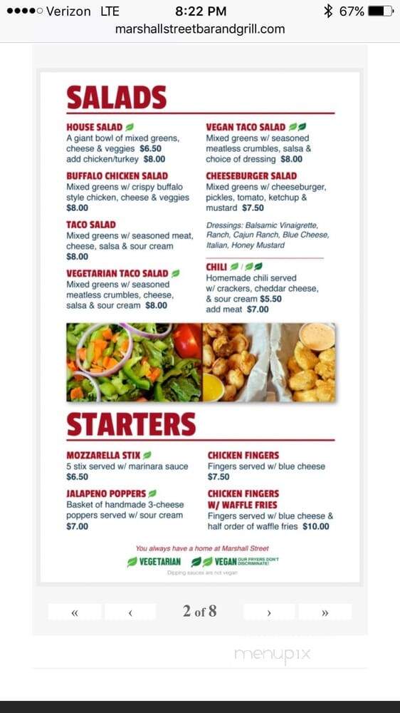 Marshall Street Bar and Grill - Rochester, NY menu_pic