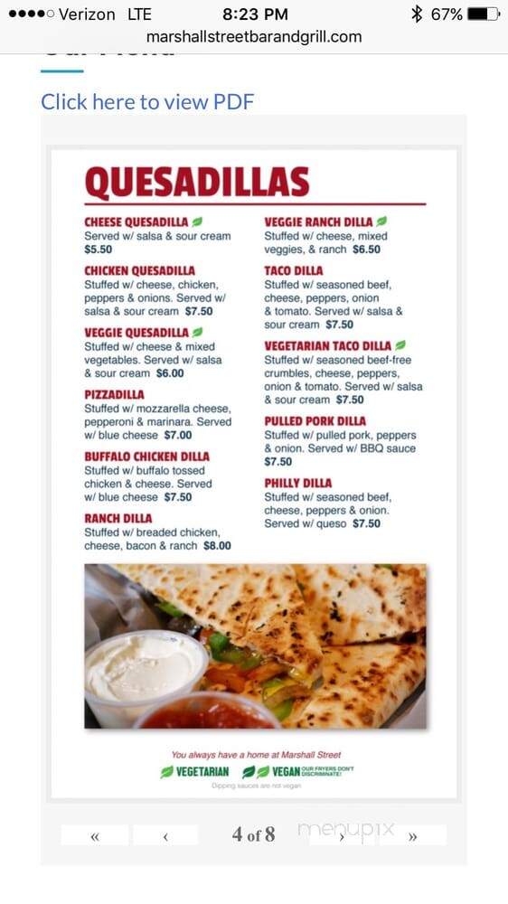 Marshall Street Bar and Grill - Rochester, NY menu_pic
