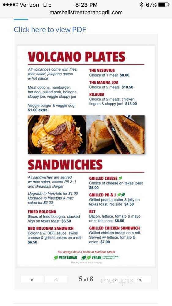 Marshall Street Bar and Grill - Rochester, NY menu_pic