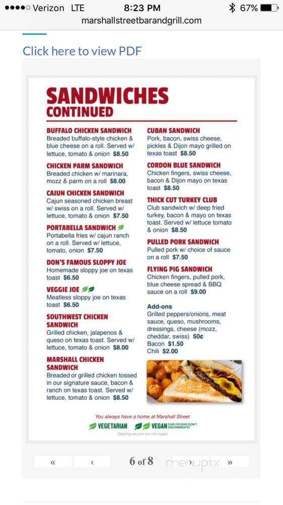 Marshall Street Bar and Grill - Rochester, NY menu_pic