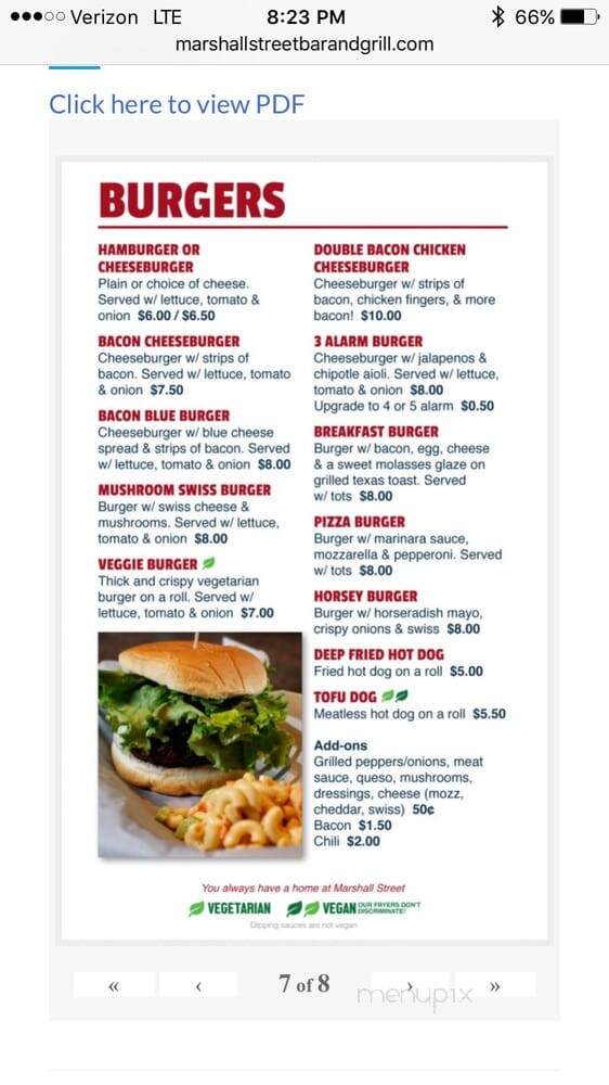 Marshall Street Bar and Grill - Rochester, NY menu_pic