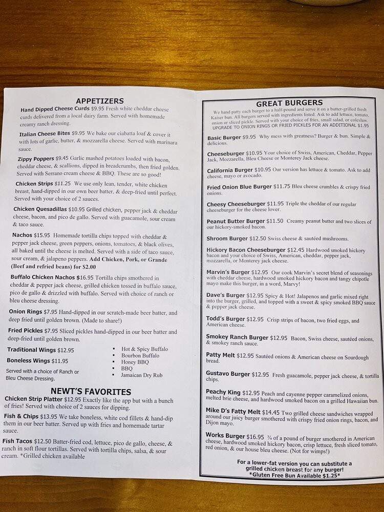 Newts - Rochester, MN menu_pic