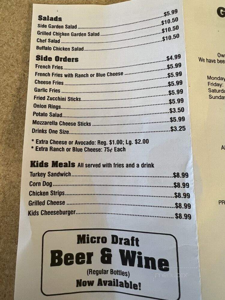 Granite's Wings and Grill - Roseville, CA menu_pic