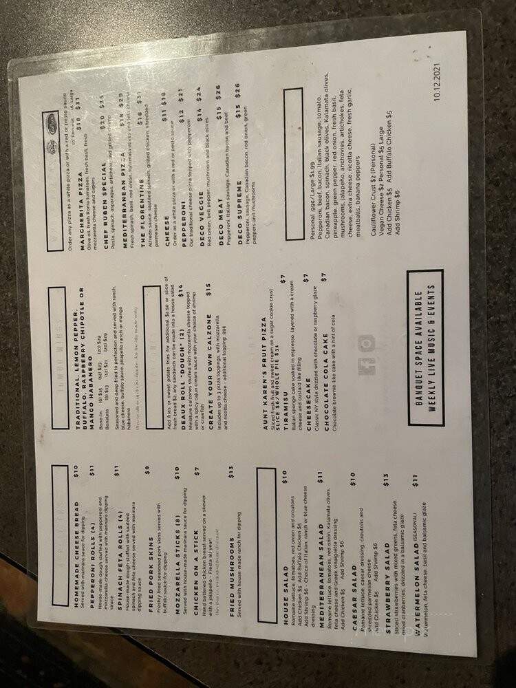 Deco Pizzeria - San Antonio, TX menu_pic