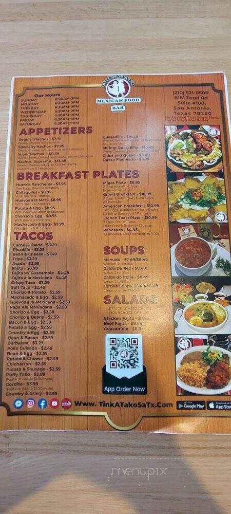 Tink-a-Tako #11 - San Antonio, TX menu_pic