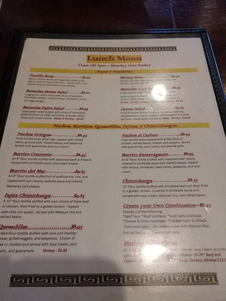 Barandas Fresh Mexican Grill - Scott, LA menu_pic