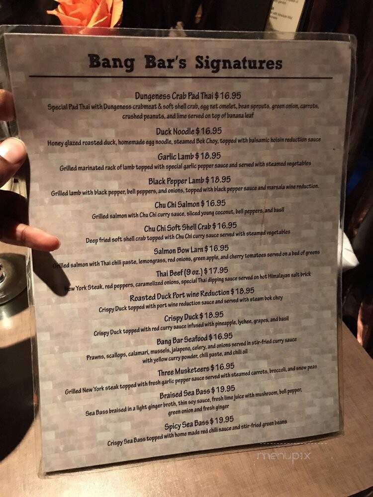 Bang Bar Thai - Seattle, WA menu_pic