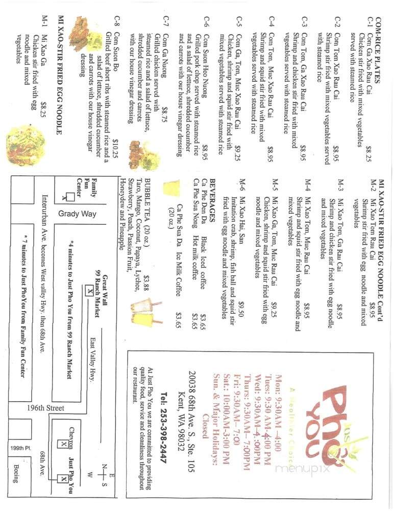 Just Pho You - Seattle, WA menu_pic