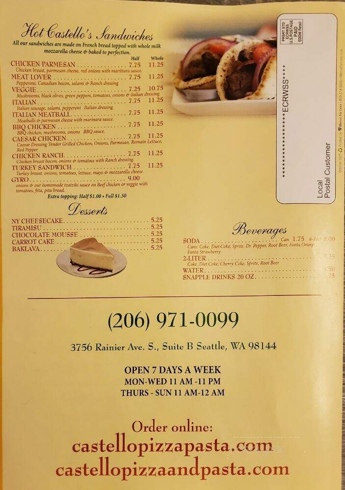 Padrino's Pizza and Pasta - Seattle, WA menu_pic