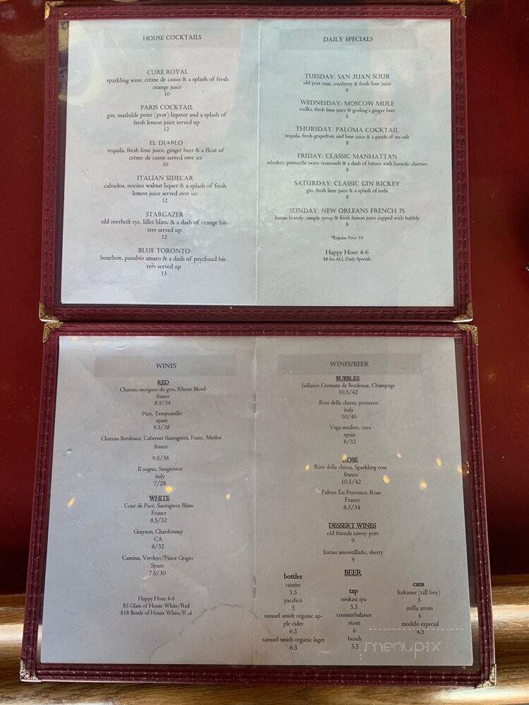 Cure - Seattle, WA menu_pic