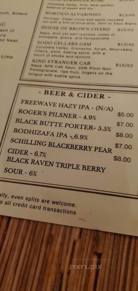 The Backdoor at Roxy's - Seattle, WA menu_pic