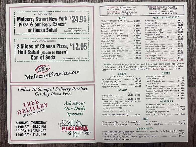 Mulberry Street Pizza - Sherman Oaks, CA