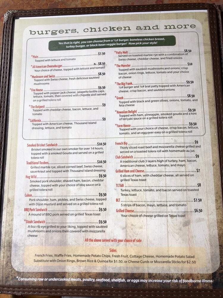 Outpost Pub Provisions - Sherwood, WI menu_pic