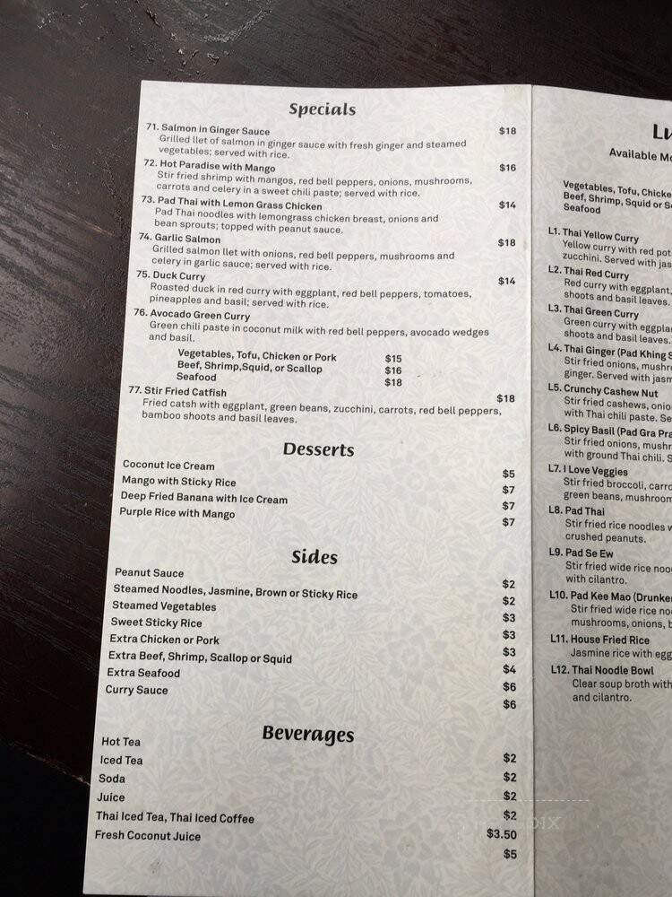 New Thai Blues - Portland, OR menu_pic