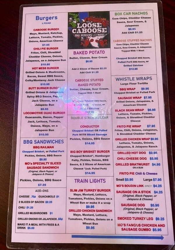 The Loose Caboose - Spring, TX menu_pic