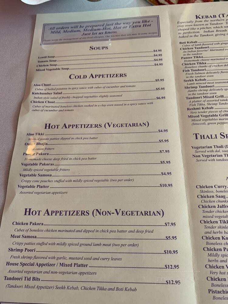 Taste of India - Staunton, VA menu_pic