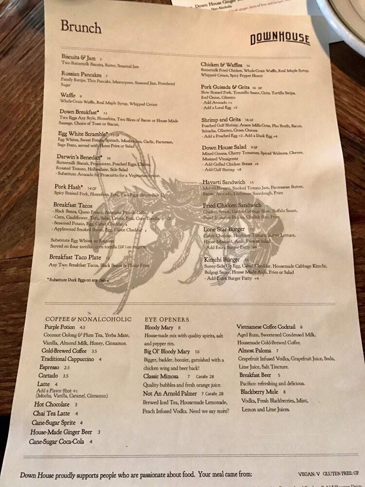 Down House - Houston, TX menu_pic